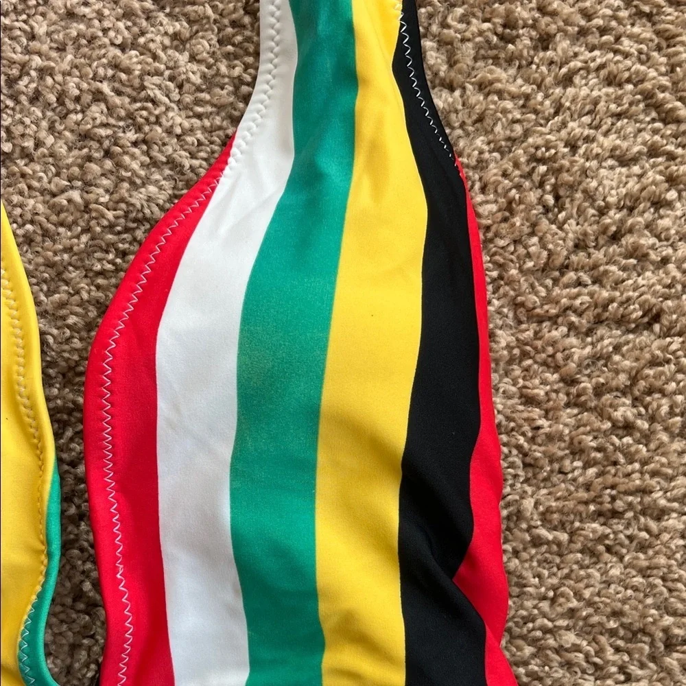 NWT Cupshe Multicolor Striped One Piece Swimsuit Size L